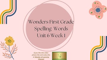 Wonders First Grade Spelling Words Unit 6 Week 1 1
