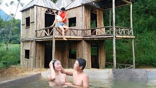 100 Days Build Bamboo House, Survival in the Forest , Survival Instinct, LIVING OFF GRID Ep.1
