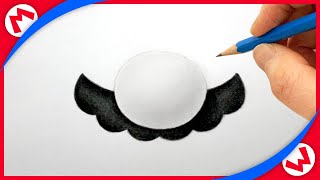 Drawing Super Mario's 3D face with pencil sketch screenshot 4