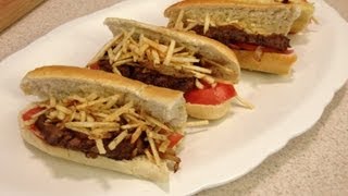 Pan con bistec "steak sandwiches" ingredients: 2 lbs. of filet mignon
(tenderized to 1/3 inch) take and back french bread lysanders meat rub
olive oil 1...