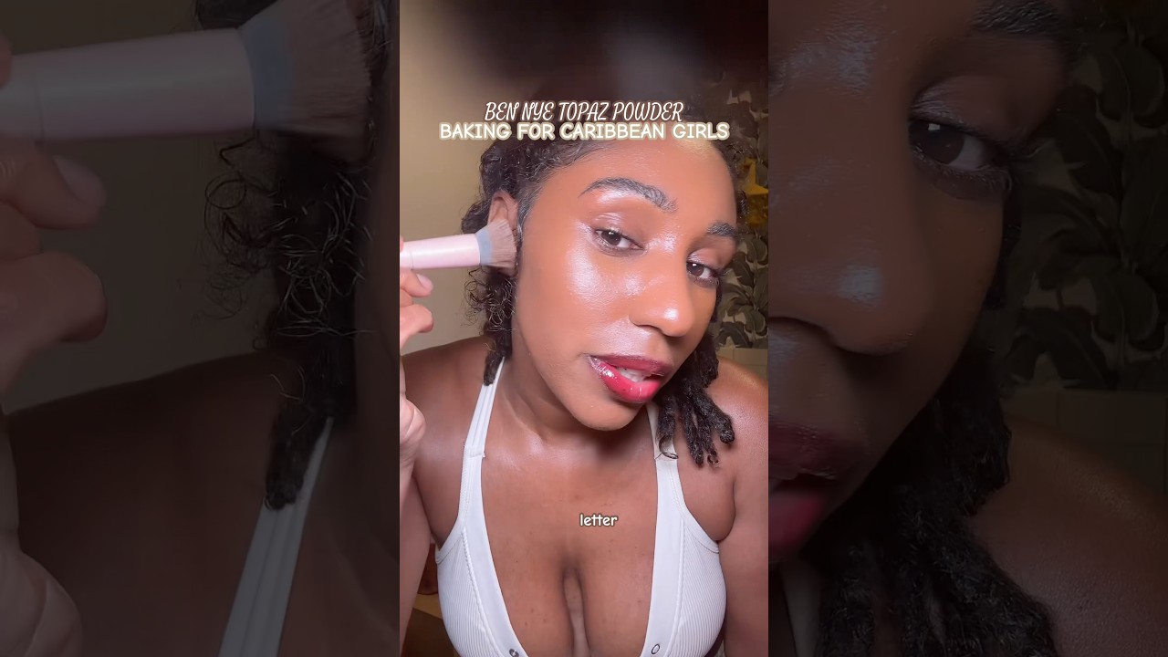 Using BEN NYE LUXURY TOPAZ POWDER to bake my face 