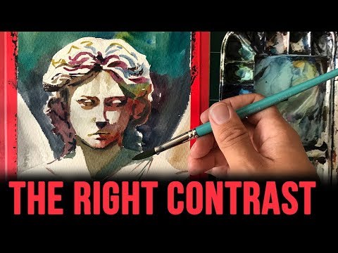getting-the-right-contrast-in-watercolor-|-angel-statue