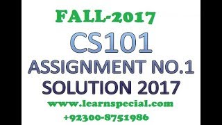 cs101 assignment no 1 solution fall 2017