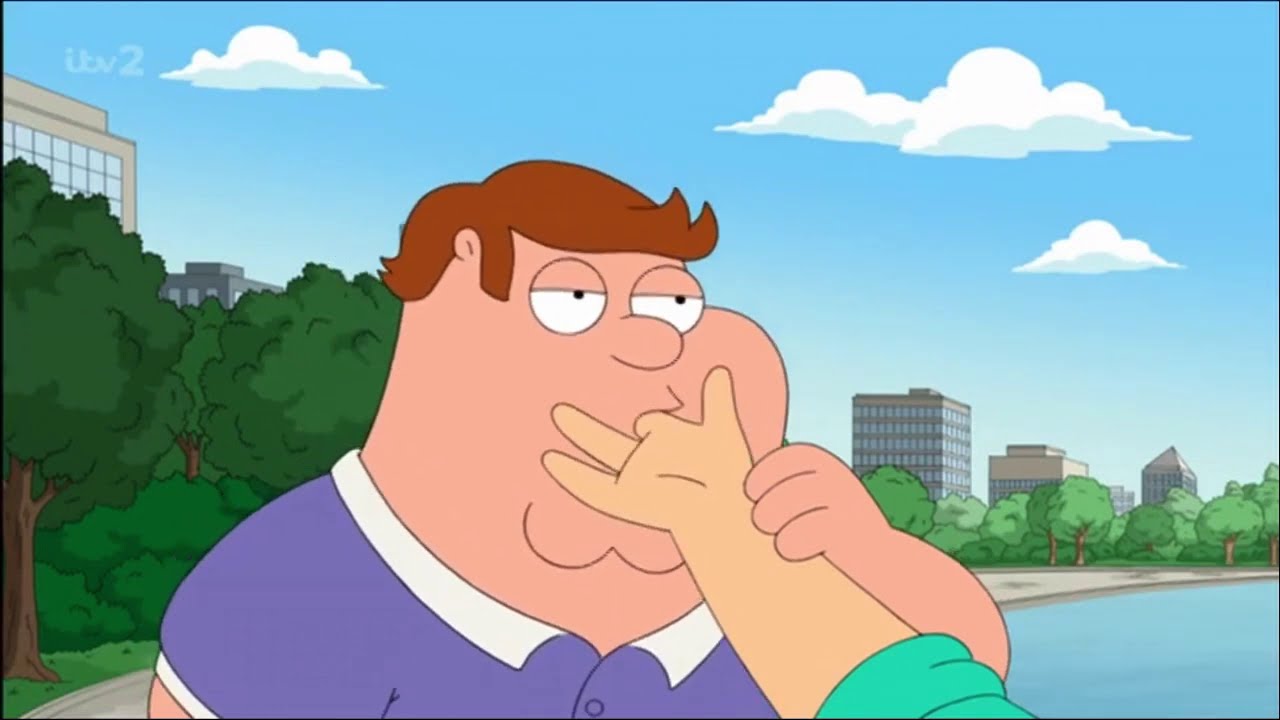 Larry licking Lois Griffin's fingers - as aired on ITV2 (25/09/2020