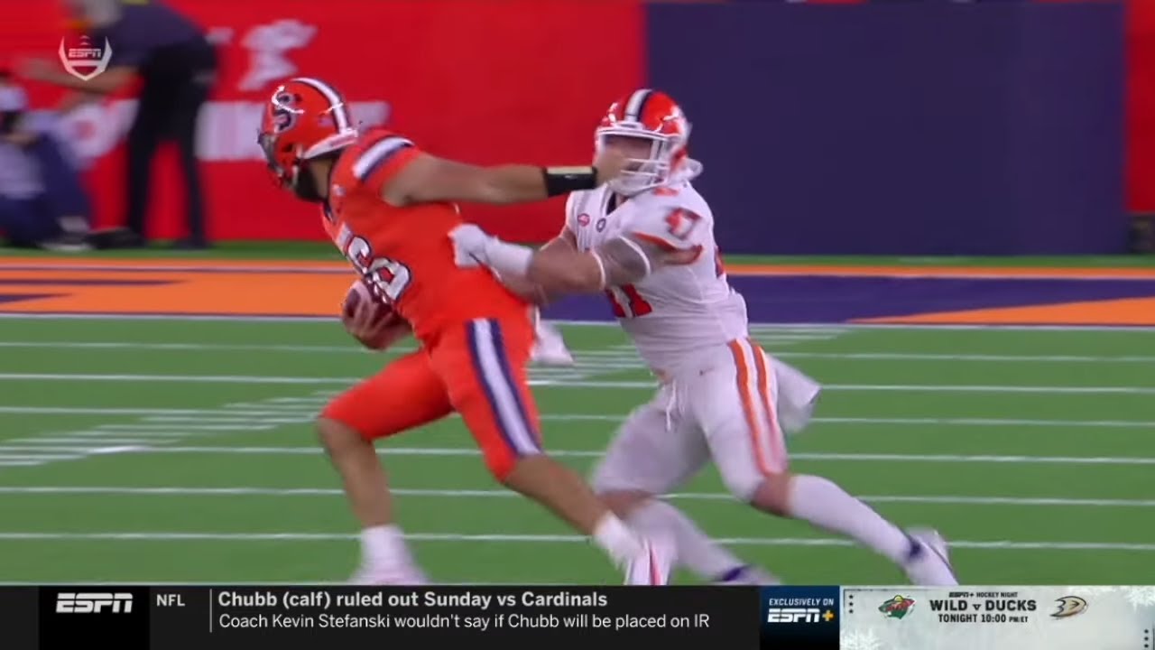Syracuse QB gets called for a facemask penalty