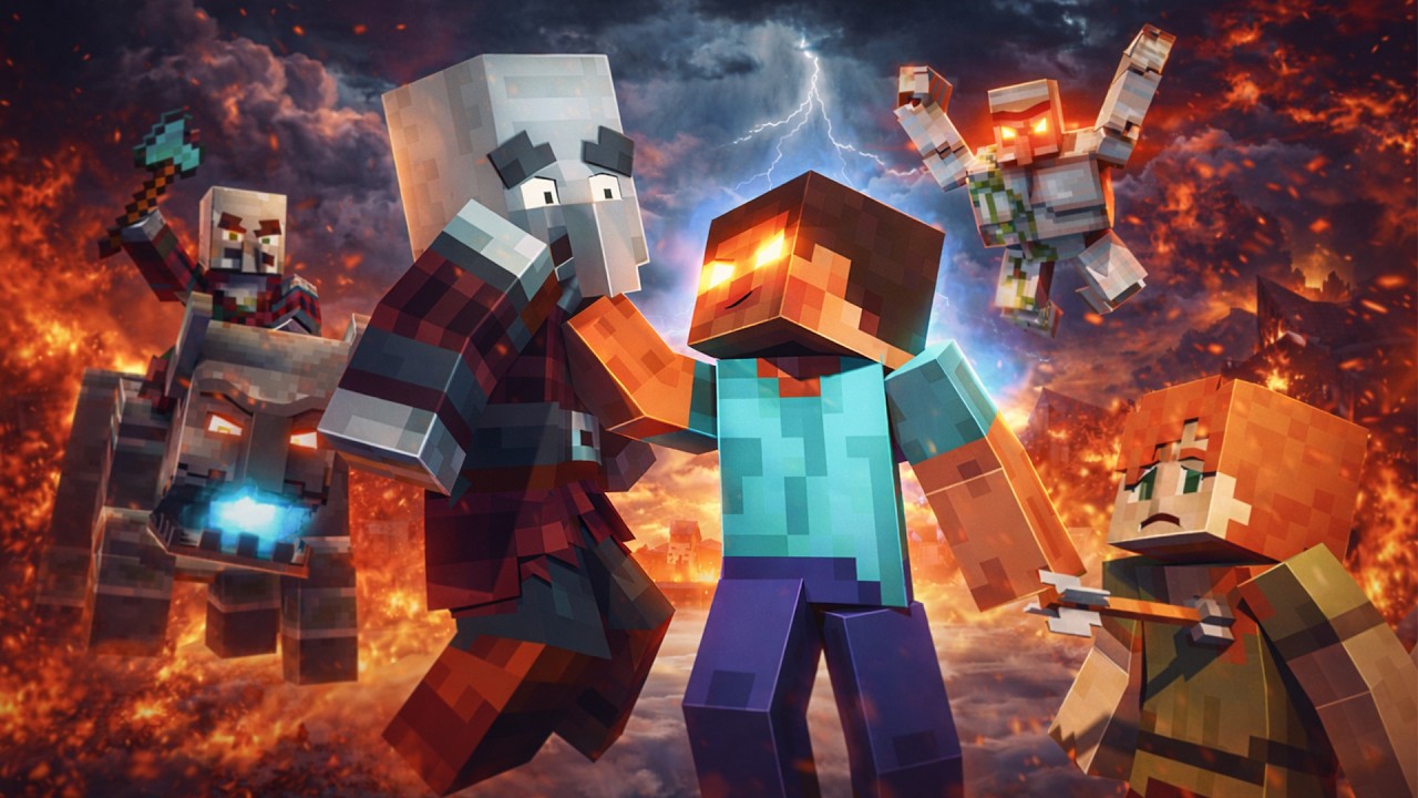 Herobrine vs Pillager Army – Village at War (Minecraft Animation)