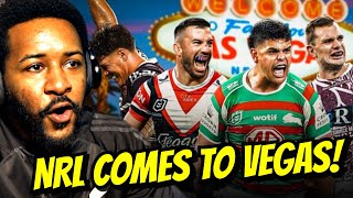 American Reacts To NRL Promo Video For Las Vegas Matches! | Russel Crowe