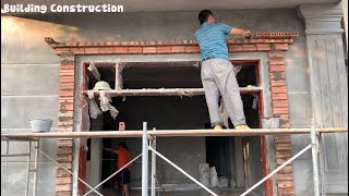 Construction Techniques For Decorating The Living Room Door Frame With Bricks And Cement