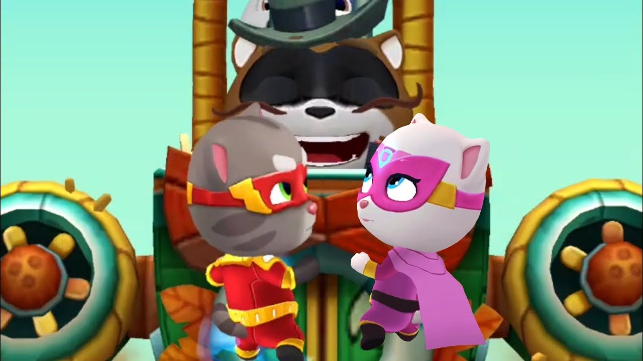 Talking Tom Hero Dash Tom and Angela vs Boss Raccoons Tom and