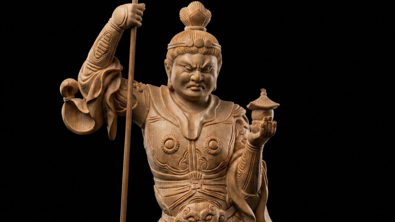 勝運・財運・厄除けの守護神】 「毘沙門天立像」が放つ圧倒的な存在感