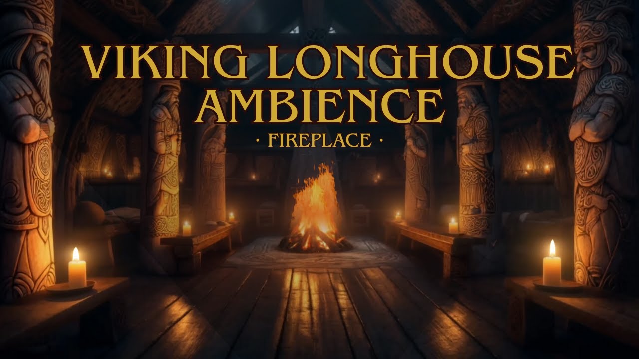 ASMR Viking Longhouse Ambience | Eternal Fire & Norse Gods | 4 Hours of ...
