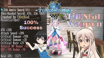 Toram Online - Fill Stat Weapon 5th Anniv Weapon A10%Aspd20%Cd10%Cd20Cr21 100% Success【トーラム】
