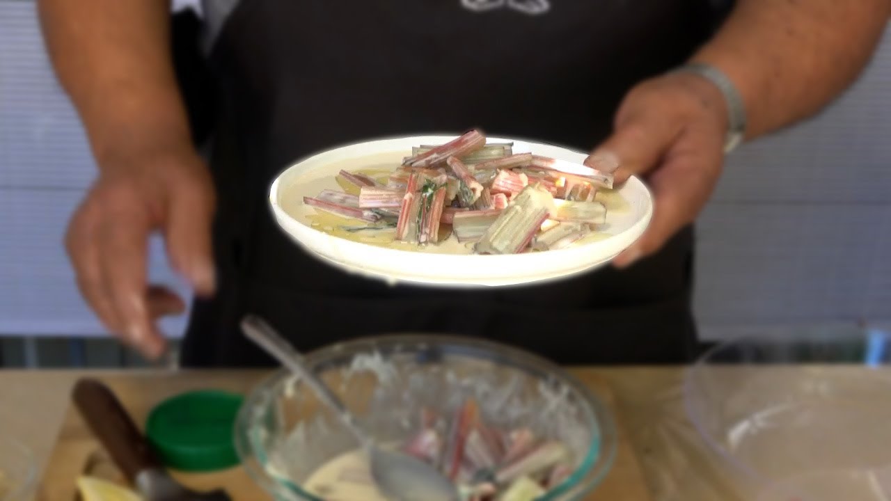 Swiss Chard Stem Tahini Salad