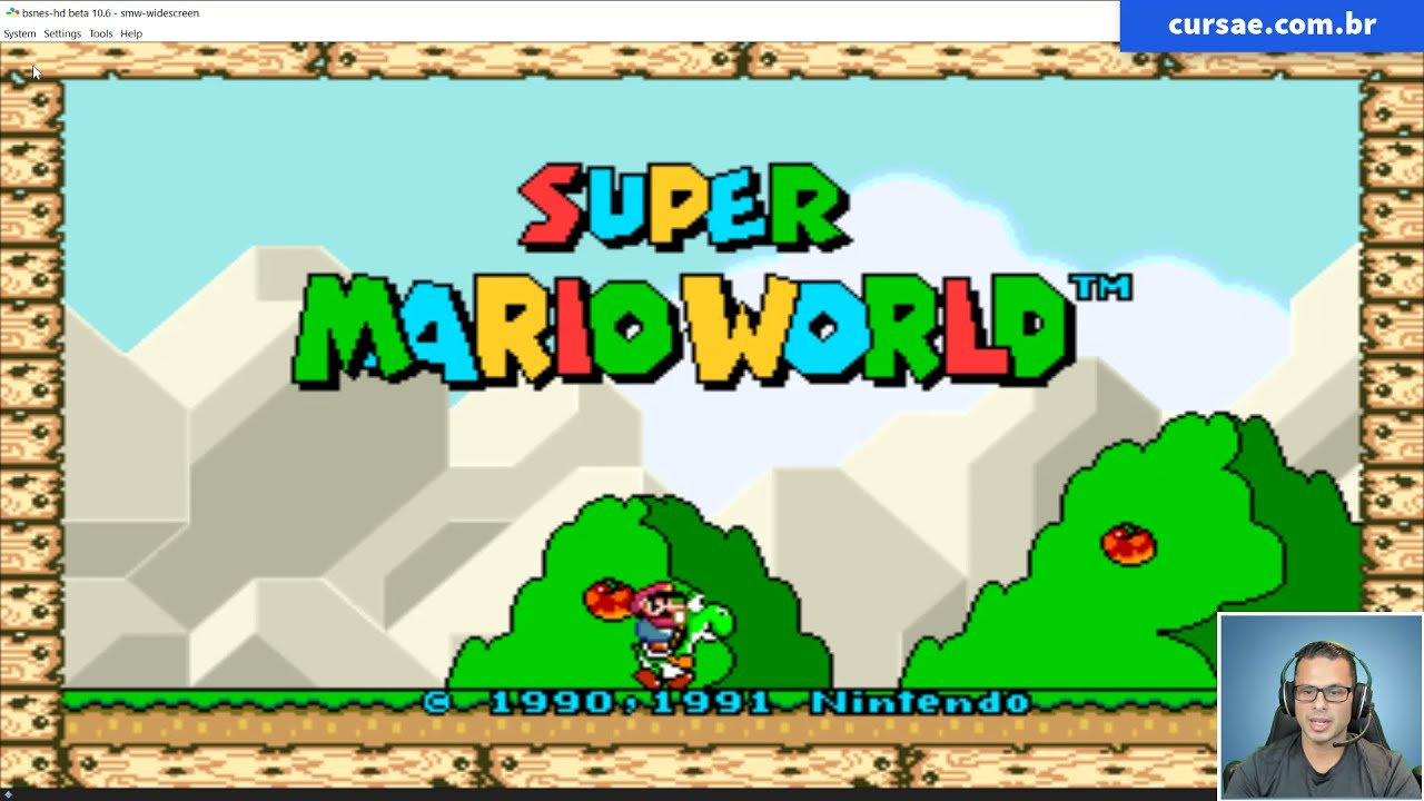 Jogo do Super mario world em tela widescreen (panoramico) 