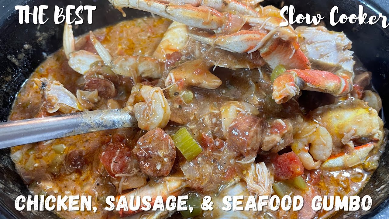 The BEST Slow Cooker Chicken, Sausage, and Seafood Gumbo | Crockpot Gumbo |Crockpot Recipes |