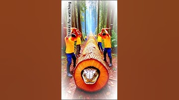 rescue giant python in wood trunk #animals #funny #shorts