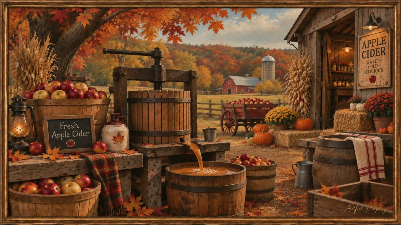 Cozy Apple Cider Farm | Autumn Farmhouse 4K Frame TV Art - YouTube