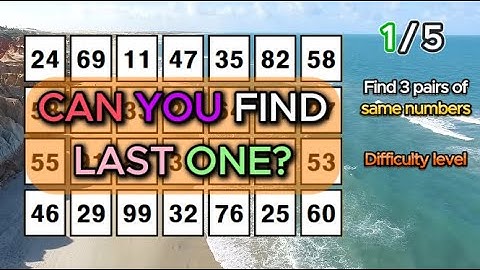 GENIUS CAN FIND ALL! Find 3 pairs of identical numbers/Dementia Prevention Quizzes/Tests.99