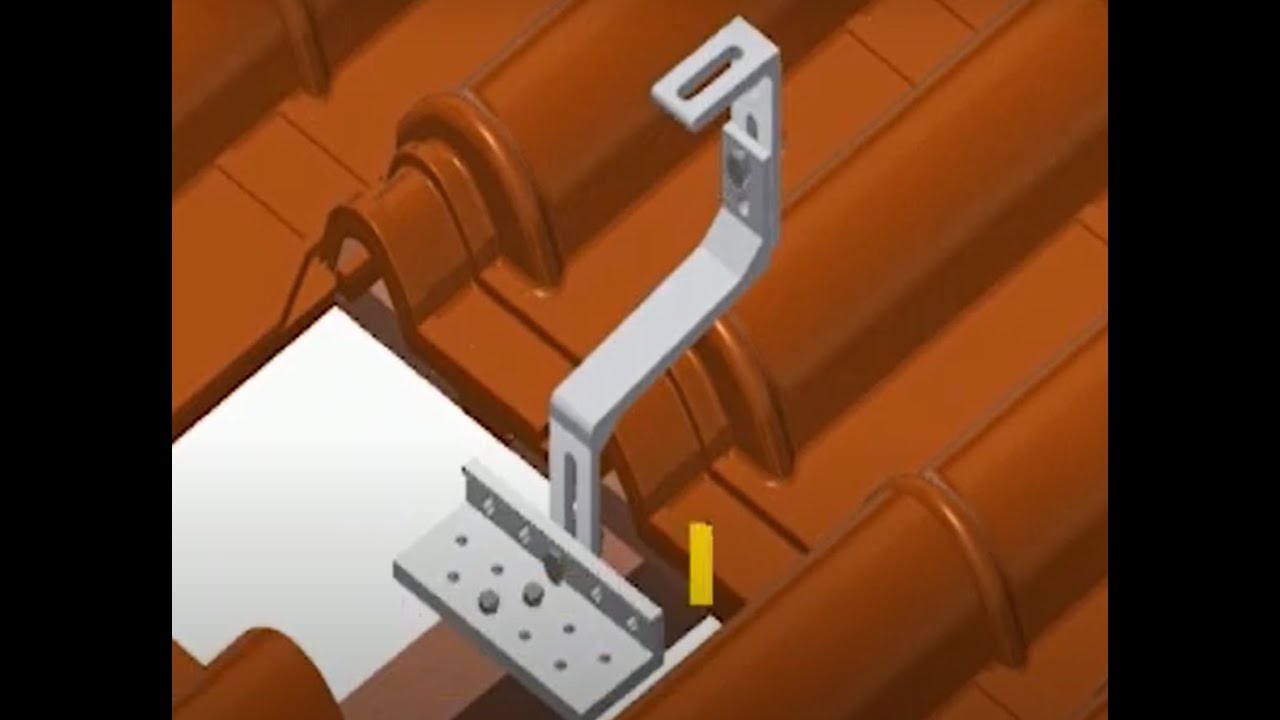 Montagem do suporte do trilho Solar Group para telhas colonial
