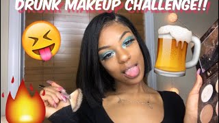 DRUNK MAKEUP CHALLENGE😝