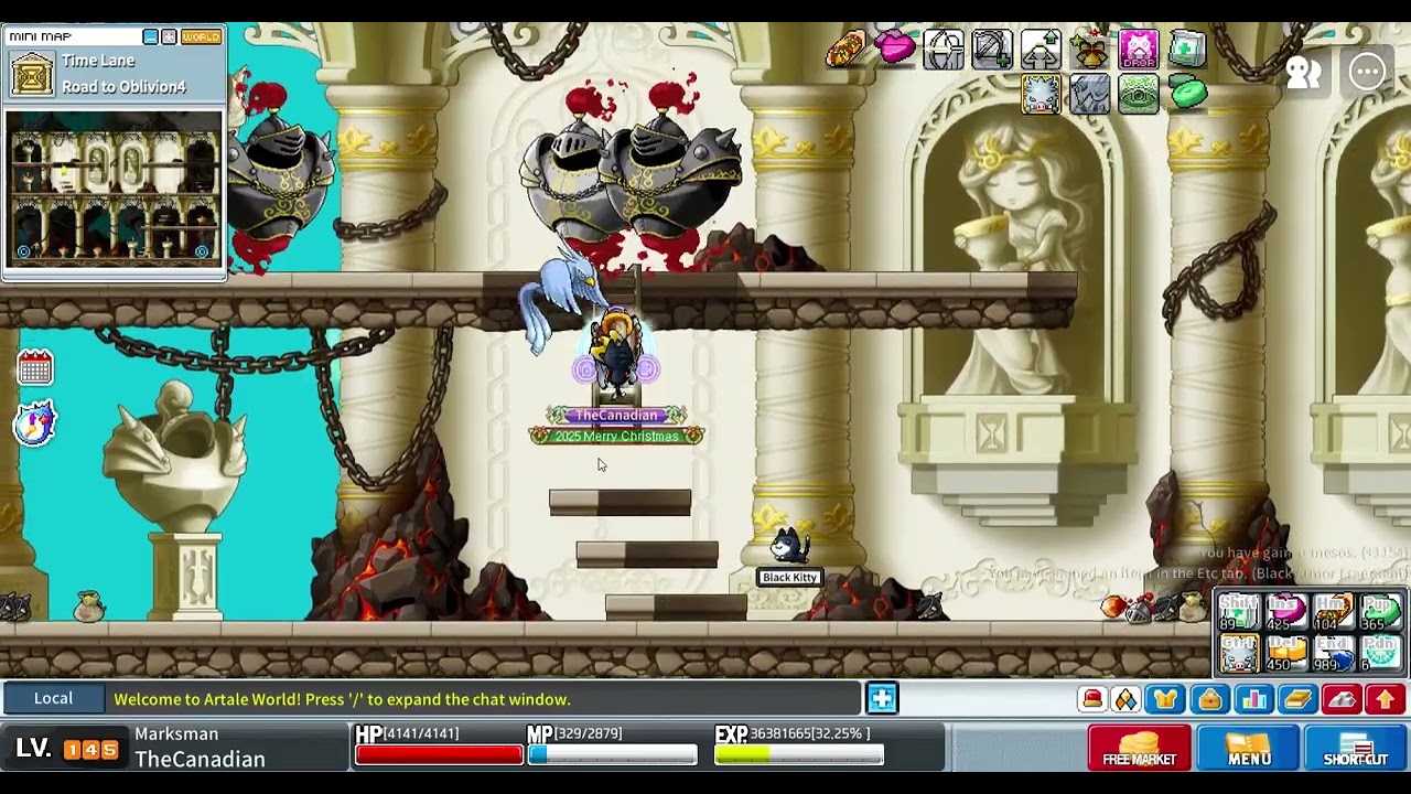 Maplestory Artale - Level 145 Marksman at Road to Oblivion 4 (2.06M XP/10 mins)