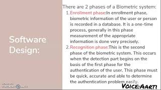 Case Study:Design of Biometric Authentication Software