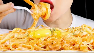 ASMR Creamy Tomato Fettuccine Pasta | Eating Sounds Mukbang