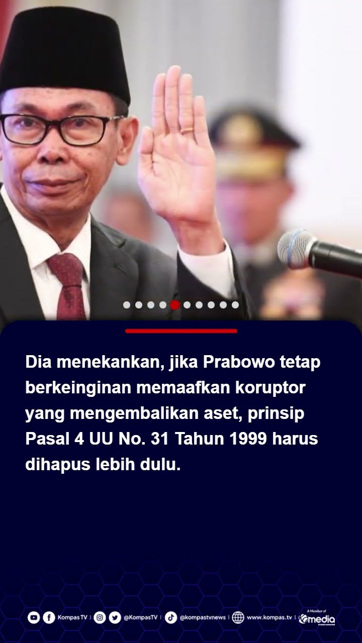Prabowo Maafkan Koruptor Asal Kembalikan Uang, Eks Ketua KPK: Tidak Hapus Pidana #prabowo #korupsi