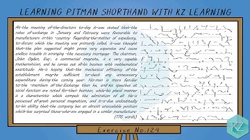 Exercise No.129 @ 65 WPM | Pitman Shorthand Dictation | KZ Learning