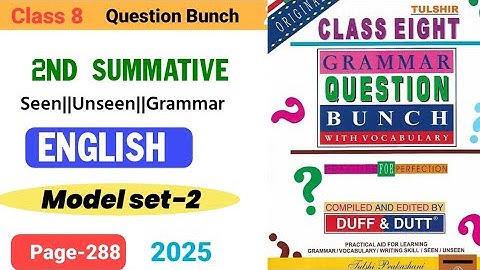 Class 8 Duff and Dutt English question bunch 2025,2nd Summative evaluation model set 2,page no-288