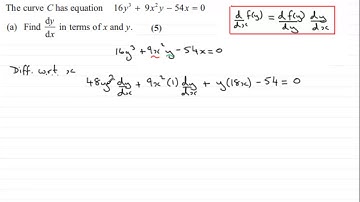 Implicit Differentiation : Edexcel Core Maths C4 June 2012 Q5(a) : ExamSolutions Maths Revision