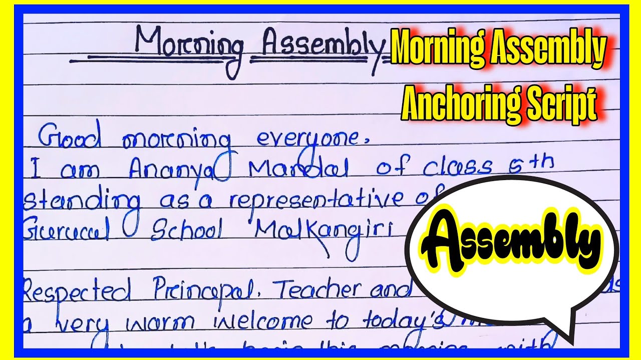 Morning Assembly Anchoring Script in English l Anchoring Script for ...