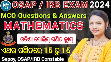 OSAP IRB math question and answer exam 2024 ll odisha police department recruitment exam math class