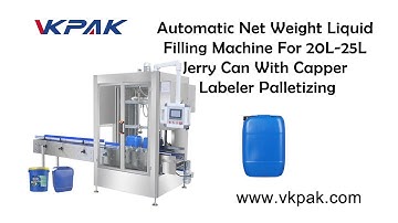 Automatic Net Weight Liquid Filling Machine For 20L-25L Jerry Can With Capper Labeler Palletizing