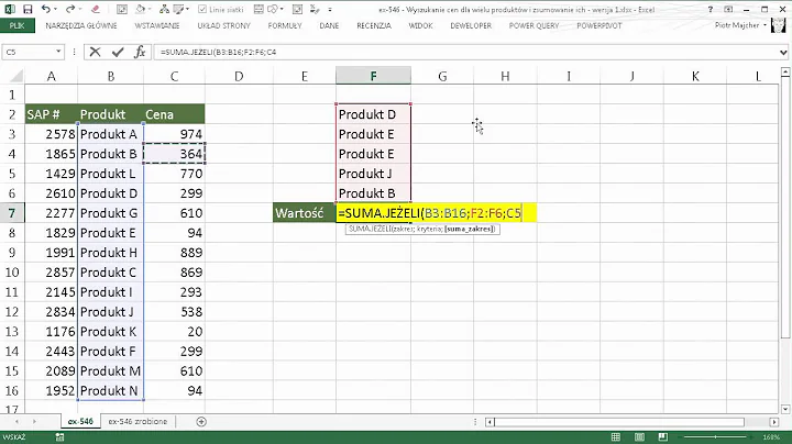 excel-546 - Wyszukanie cen dla wielu produktów i zsumowanie ich   wersja 1 - 天天要聞