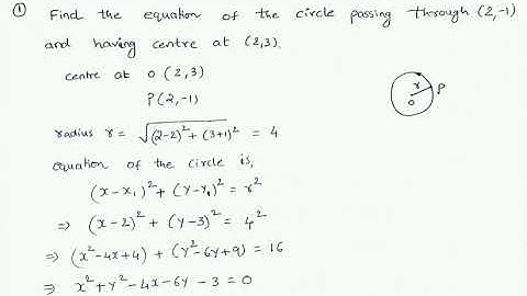 find the equation of the circle passing through (2,-1) and having centre at (2,3)