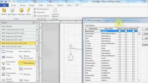Microsoft Visio add UML include arrow