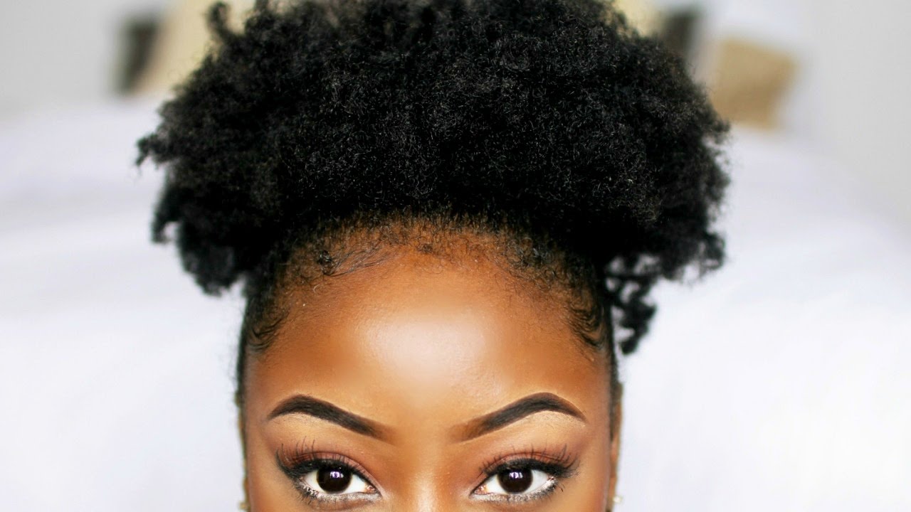 high puff on short kinky natural hair | easy natural hairstyles | lizzie  loves