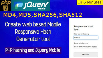 Hash generator tool design using jquery mobile and php|md2,md5,sha256,sha512 hash|jquery mobile php