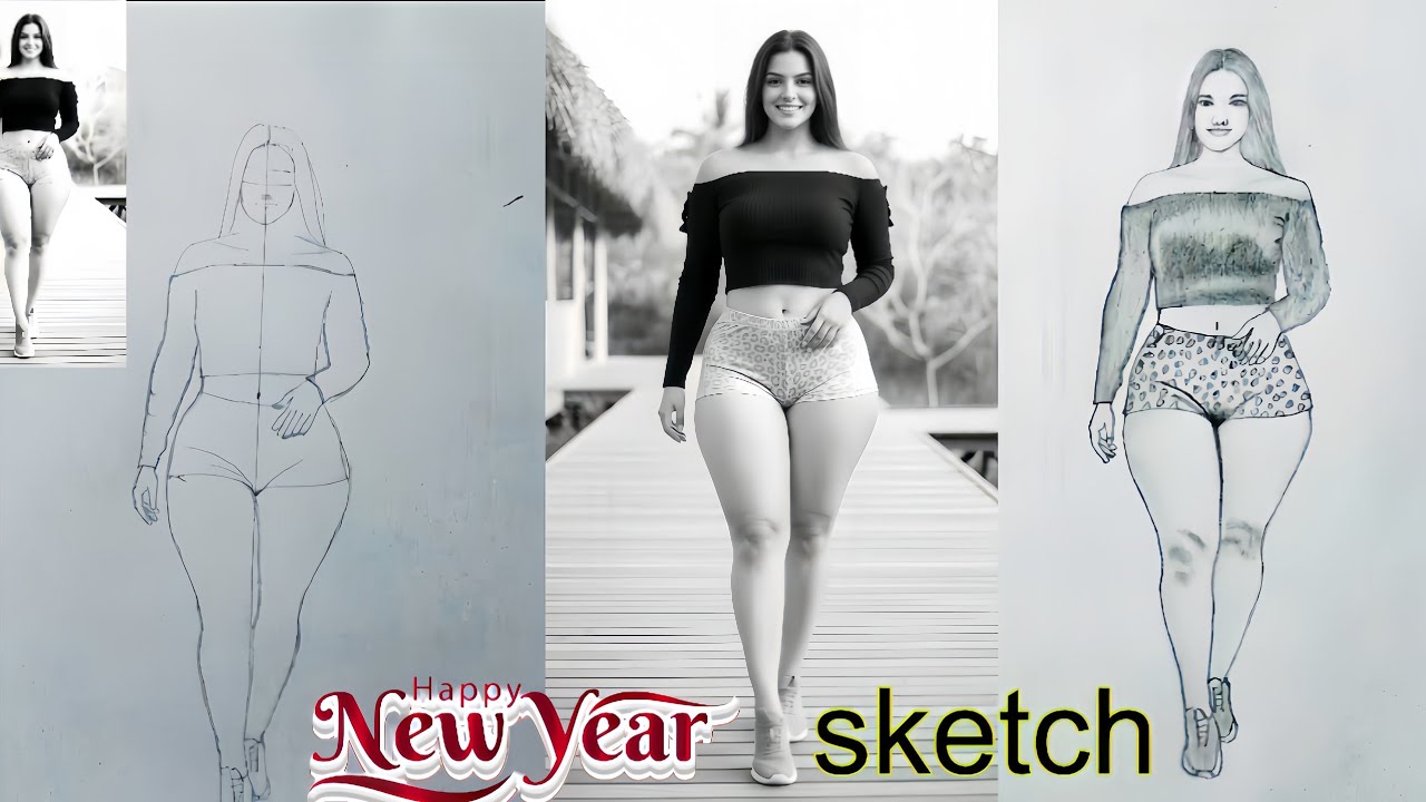 Beautiful Girl Pencil Sketch | Full Body Drawing Step by Step