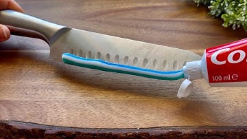 Apply toothpaste to the kitchen knife!  He didn