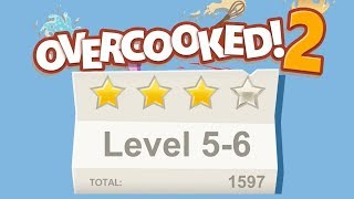 Overcooked 2. Level 5-6. 4 stars. 2 player Co-op