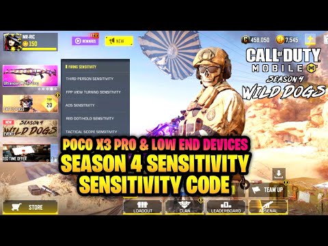 CODM SEASON 4 BEST SENSITIVITY  CODE & SETTINGS QUICK REACTION COD MOBILE S4 POCO X3 PRO MP & BR