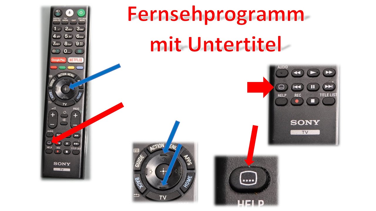 Fernsehen mit Untertiteln / Leichte Aktivierung mit der Sony