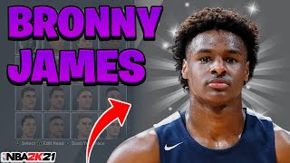 BRONNY JAMES FACE CREATION NBA 2K21 HOW TO BUILD BRONNY *LEBRONS SON* IN 2K21