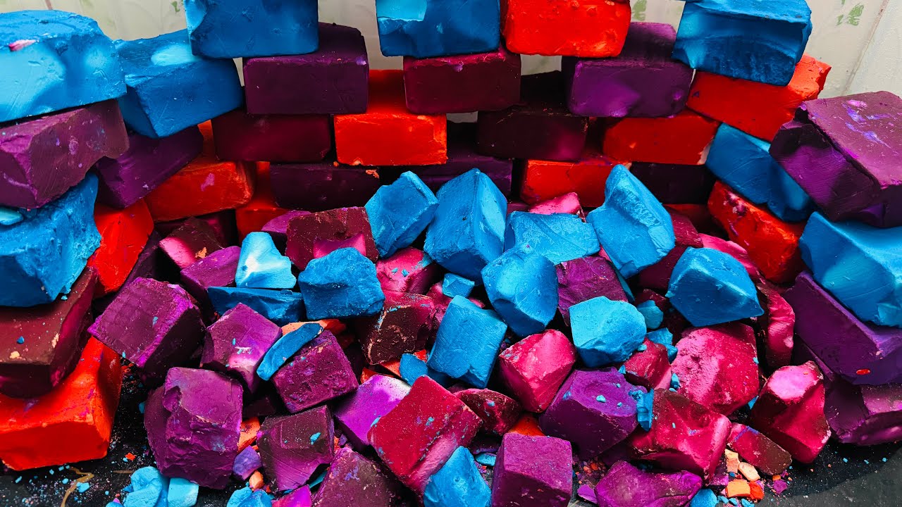 50 Fresh Dyed Gym Chalk ASMR Crush | Thanks For  Crispy Sounds | Oddly  Satisfying | Sleep aid