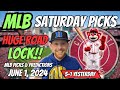 HUGE MLB LOCK!! MLB Picks Today 6/1/2024 | Free MLB Picks, Predictions & Sports Betting Advice