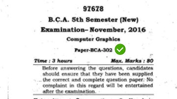 [2016] BCA 5th Sem Computer Graphics Question Paper  Mdu #MduQuestionPaper