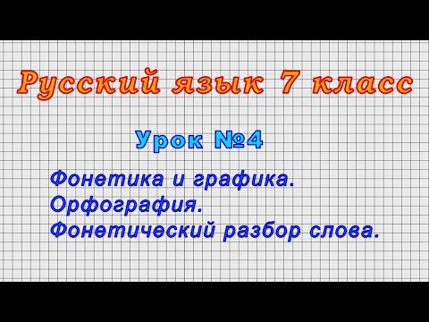 Русский язык 7 класс (Урок№4 - Фонетика и графика. Орфография. Фонетический разбор слова.)