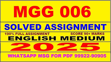 mgg 6 solved assignment 2025 | mgg 6 solved assignment in english 2025 | mgg 6 2024-25